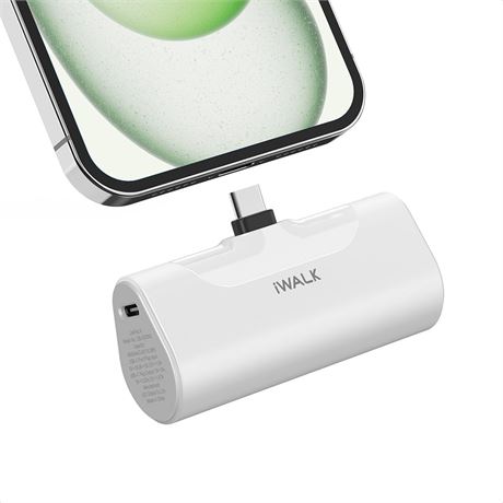 iWALK 4500mAh USB-C Charger, 20W Fast Charge Mini Pack for iPhone - White