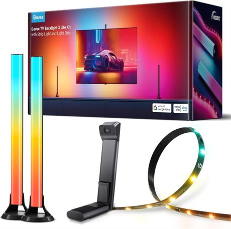 Govee TV Backlight 3 Lite Kit, 11.8ft RGBICW Wi Fi LED Strips for 55 65in TVs