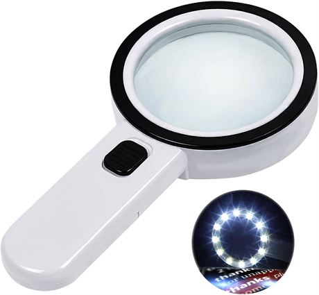 Magnifying Glass with 12 LED Lights for Reading and Inspection