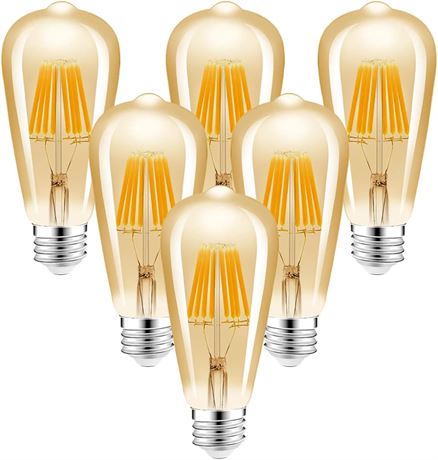 Ampoules LED Vintage ST58 6pcs 6W 2700K E26 IRC90 Dimmables