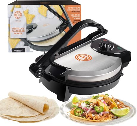 MasterChef Electric Tortilla Maker- Non-stick, Adjustable Temp, Uniform Baking