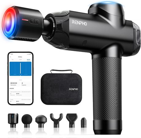 RENPHO Massage Gun with Heat and Cold, Bluetooth Percussion Massager