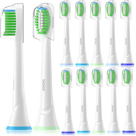 Aoxgao Toothbrush Heads for Sonicare – 12-Pack, Soft, White