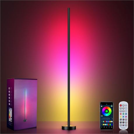 Smart RGBICW LED Corner Floor Lamp - 16M Colors, Music Sync, App & Remote