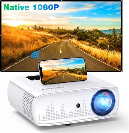 GROVIEW projecteur 4K WiFi/Bluetooth, 15000 lux, 300", Zoom, PS5/iOS/Android