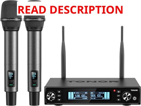 TONOR Wireless Microphones UHF Rechargeable Karaoke Mics, 2x100 Channels