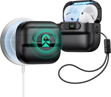 Coque ESR AirPods 4 USB-C MagSafe Magnétique Anti-Chute Noire