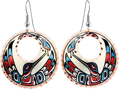 Boucles d’oreilles cuivre totem grenouille style Alaska