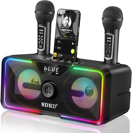 215 Bluetooth Karaoke Machine with Storage & Charging, 12h Playtime, USB/AUX