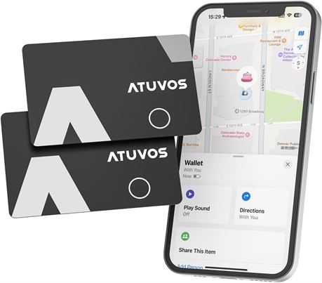 ATUVOS Wallet Tracker Card Ultra-Thin 0.16cm, 2-Pack, Apple Find My Ready