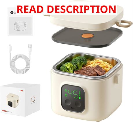 Electric Lunch Box Warmer, 14000mAh Cordless, 800mL, 20-80 Min Timer