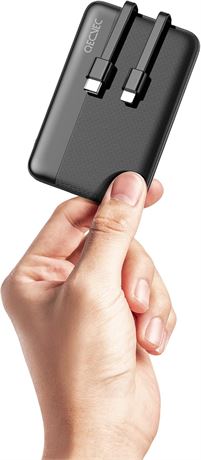 Batterie portable 10000mAh charge rapide câbles intégrés téléphone voyage noir