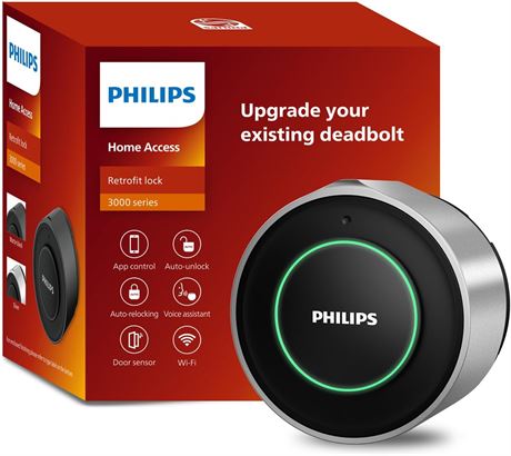 Philips 3000 Series WiFi Smart Deadbolt Lock with App Remote, Alexa & Google