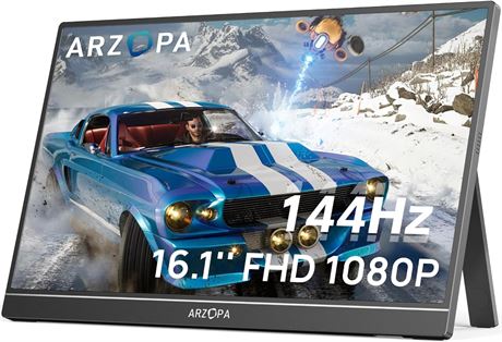 ARZOPA 16.1' Moniteur de jeu portable 144Hz, 106% sRGB, 1080P HDR, pied