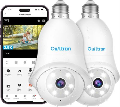 Caméra ampoule 4MP 2.5K 360° détection humaine vision nuit