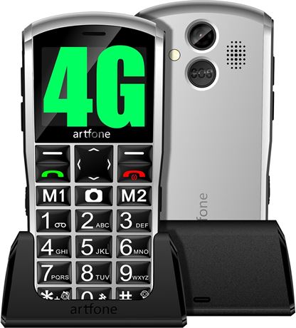 Artfone 4G Volte Unlocked Senior Phone with SOS, Loud Volume, Dock Charger