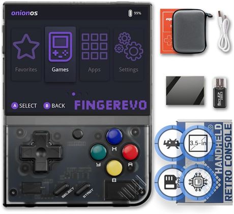 Mini Plus OnionOS Handheld Game Console 3.5" Screen 3000mAh Transparent Black