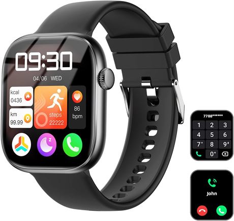 Smartwatch 1.83" HD, HR, BT Calling, IP67, Multi-Sport, Pedometer, Black