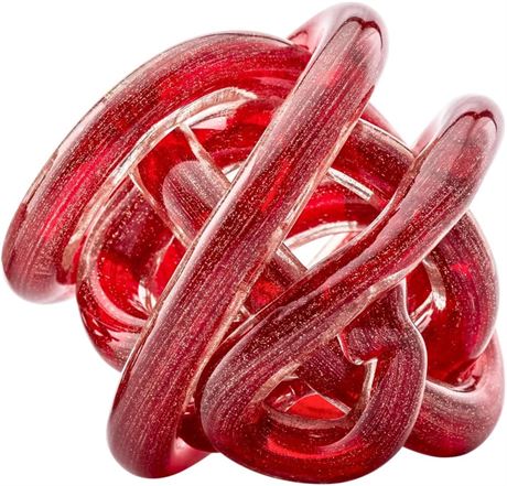 Torre & Tagus Orbit Hand Blown Glass Knot - 3 Inch (Red Gold Flakes)