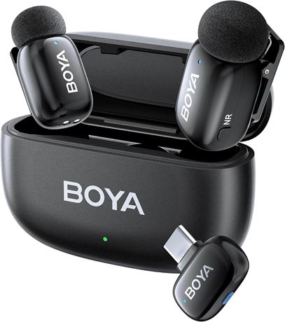 Boyamini Wireless Lavalier Mic for Android/iPhone, USB-C, AI Voice Change