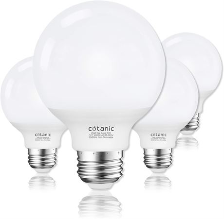 Cotanic G25 Globe LED Bulbs 5W, 4000K, Daylight, Makeup Mirror, 4-Pack