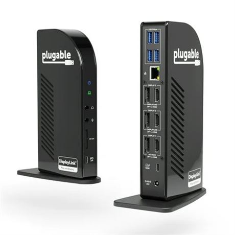 Plugable 4K USB-C Dock, 3x HDMI/DP, 100W PD, 4x USB 3.0, SD Card
