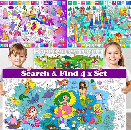 Posters Géants à Colorier QUOKKA Lot 4 Filles
