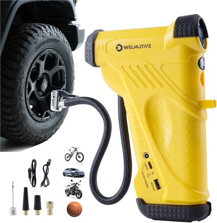 12V Cordless Tire Inflator with LCD, 150 PSI, Car Tire Pump, Auto Stop, LED