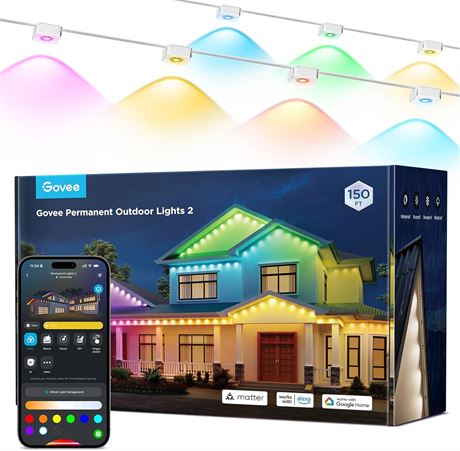 Govee RGBIC ext rieures 45,7 m IP67, 108 LED, 40 lm blanc, Alexa/Google