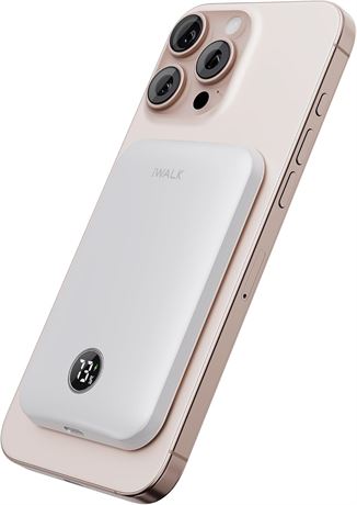 iWALK Mag-Safe Power Bank 5000mAh MagSafe for iPhone, white.