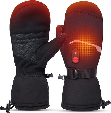 Heated Ski Gloves, Mittens for Men & Women, 7.4V Rechargeable