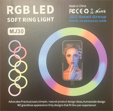 JAZ 12" RGB Ring Light with Stand for Phone and Streaming