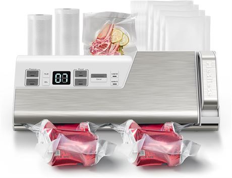Mesliese Vacuum Sealer Machine 95kPa Double Seal with Cutter