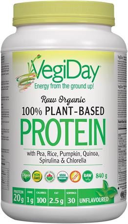 VegiDay Raw Organic Protein 20g, unflavoured, 741g