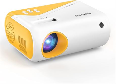 AuKing 2023 Mini Projector, 1080P Supported, 50% Zoom, HDMI/USB/Phone/TV Box