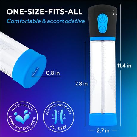 Pompe Pénis Électrique 3 Niveaux Aspiration Automatique Bleu