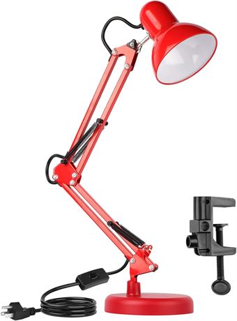 AmeriTop Adjustable Metal Desk Lamp Swing Arm Clip Reading Lamp Black