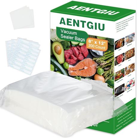 200 Vacuum Sealer Bags For Food, 8x12 Inch Thick