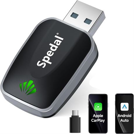 Mini 2-in-1 Wireless CarPlay & Android Auto Adapter, USB-A/C Plug & Play
