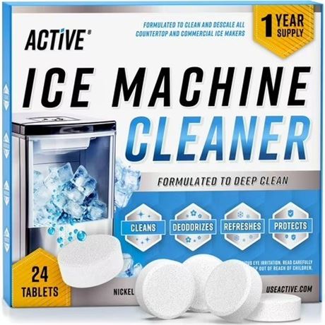 Active Ice Machine Cleaner, 24 Count, 1 Pack, Compatible with Major Brands