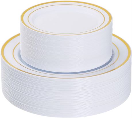 Goodluck Lot de 120 jetables dor es: 60 d ner 25,4 cm et 60 dessert 17,8 cm