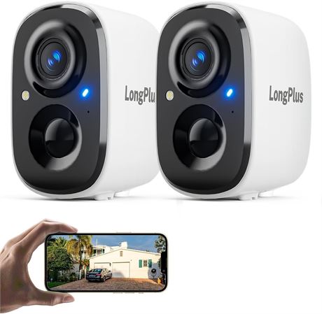 LongPlus Wireless Outdoor Security Camera, Battery-Powered WiFi, AI Motion