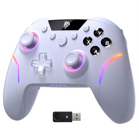 EasySMX X20 manette gaming sans fil, PC/Switch, RGB, sticks Hall, blanche