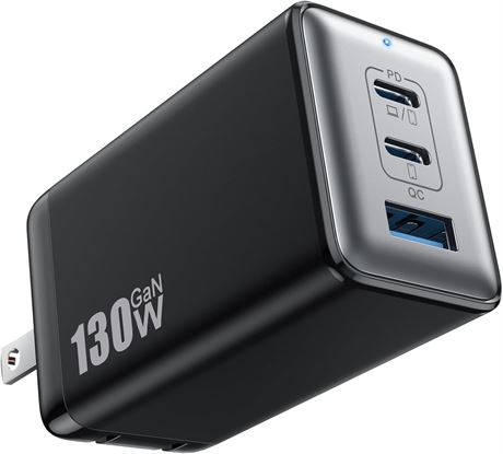 Chargeur Mural USB-C 130W GaN III 3 Ports Rapide Noir