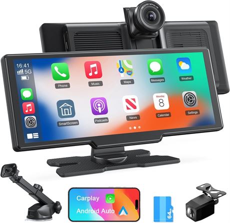 Avylet Wireless CarPlay Screen 9.26in, 4K Dash Cam, 1080P Backup Bluetooth