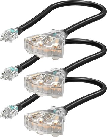 Rallonge Électrique DEWENWILS 2ft 15A Lot 3 LED