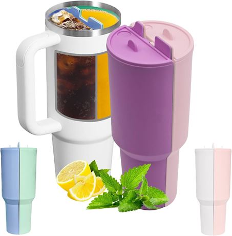 Divider for Stanley Cup 40oz, 2-Drink Separator, Silicone Cup Insert