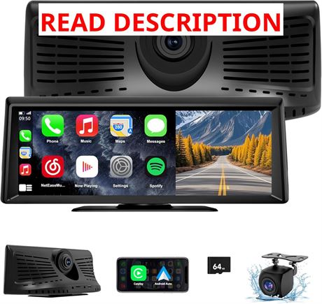 Wireless CarPlay Screen 8.1" 2K Dash Cam Stereo with Android Auto & Backup Cam