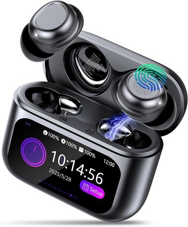 Wireless Earbuds Bluetooth 5.4, in-ear, touch screen, sleep mode, Deepblack