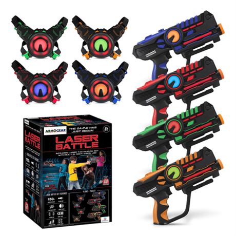 ArmoGear Infrared Laser Tag Set with Guns and Vests, Mega Pack Set of 4